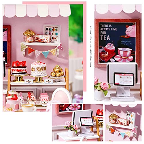 Puppenhaus möbel Holz weihnachten DIY Miniatur Puppenhaus Bausatz Kit mit Möbeln Handgefertigte Holzhaus Pädagogisches… – Bild 7