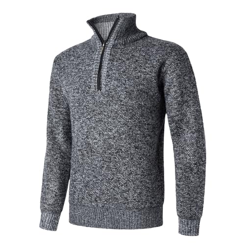 Mens Quarter Zip Pullover Sweater Stand Collar Sweater Long Sleeve Pullover Sweaters Casual Warm Tops Winter Pullover2