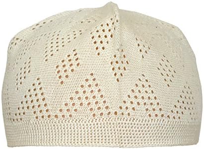 Manaal Enterprises Islamic hat Prayer Kufi Cotton Beanies Skull Cap Stretchable White