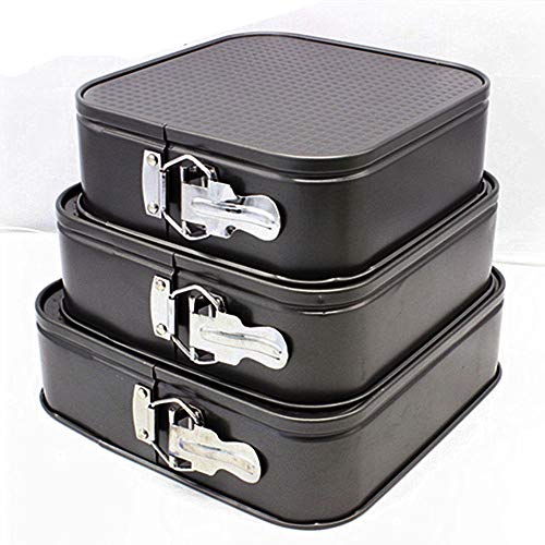 Falytemow Nonstick Springform Pan With Removable Bottom 3 Pieces Cake Molds Of Square Leakproof Cheesecakes Pan Bakeware Set 9.45Inch 10.23Inch 11Inch #TOP4