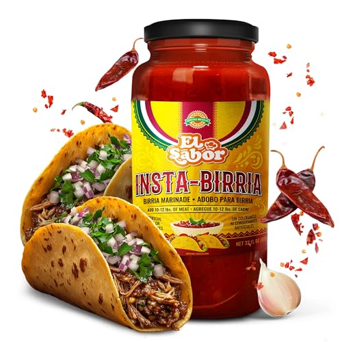 Instabirria Birria Adobo Sauce – Gourmet Birria Mix in 32oz Glass Jar – For Birria Tacos, Stew & Quesabirrias – Just Add Meat & Water – Makes 10 lbs of Meat – No Artificial Preservatives – Crockpot Ready