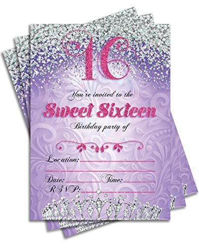 Sweet 16 Sixteen Birthday Party Invitations