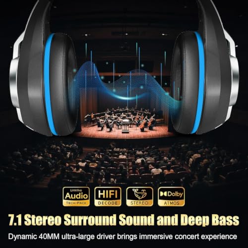 Image of Ordtop 2.4GHz Wireless Gaming Headset for PS5 /PS4 /Switch, 45H RGB Lights