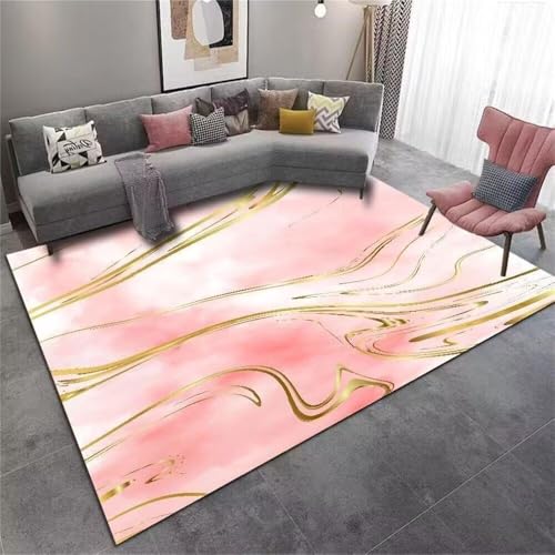 Tapis bureau antidérapant jaune et rose 200x280cm pour le salon - 2