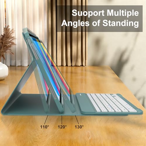 FOGARI Keyboard Case for iPad (A16) 11th/10th Generation (2025/2022), Detachable Wireless Bluetooth Keyboard, Stand Folio Keyboard Cover with Pencil Holder, Thin & Light,Green by FOGARI - Image 3