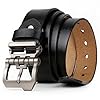 JingHao Ceinture Homme en Cuir Pour Jeans, Grande Taille 110cm-160cm Noir Marron 38mm (34"-36"/ Longueur 115cm, Noir) #1