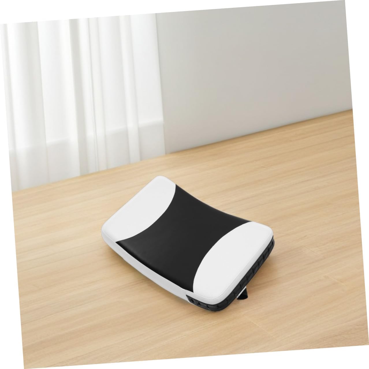 Taekwondo Kickboxing Kick Shield Pad Black and White Small Handheld Curved Sparring Target for Martial Arts Side Kick Training and Blocking Practice