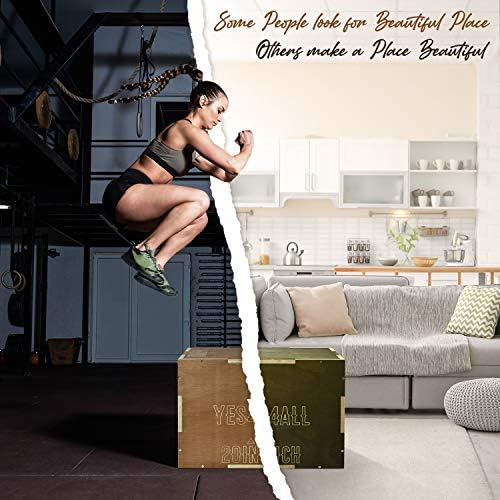 Image of Yes4All Plyo Box, 3-in-1 Wooden Box Jump for Home Gym, Lunges, Squats, Dips
