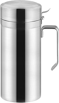 Oil Can Stainless Steel Olive Oil Dispensers Bottle, 1000ML Oil Dispenser Pot Leak Proof Oil Salad Storage Oil Bottles Oil Container with Lid for Kitchen Cooking BBQ (1000ML (Wide Handle))