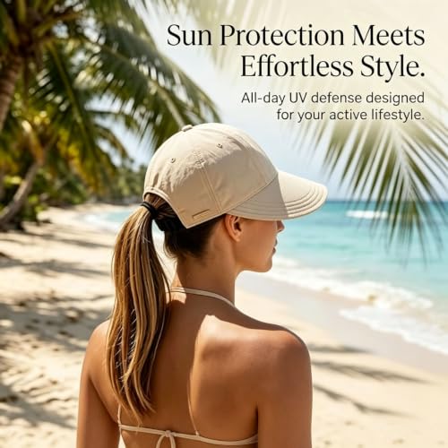 Wide Brim Sun Visors Hats for Women UPF 50+ Sun Hat for Beach Travel Beige - image 5