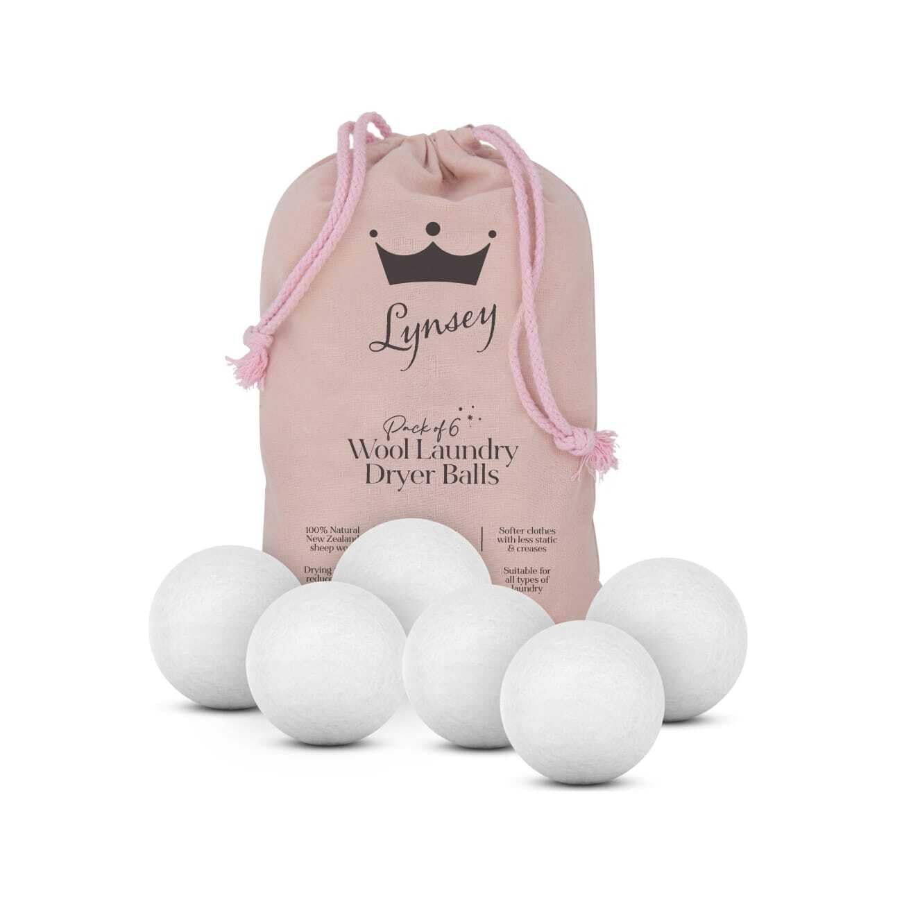Swan X Lynsey 6 Natural Wool Dryer Balls In A Drawstring Bag, 100% Natural Swlc9000qocn