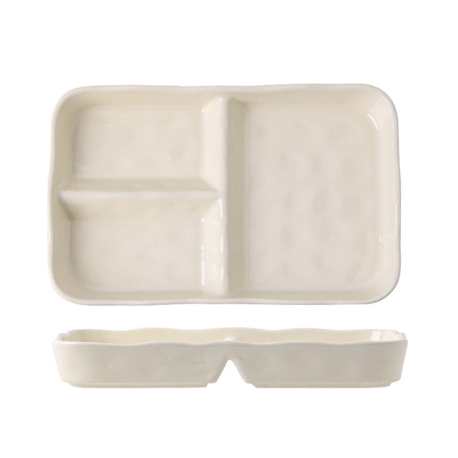 Assiette en Céramique avec Séparations, Assiette Compartimentée Repas, Plateau Divisé pour Cuisine, Vaisselle Céramique, Organisation Facile des Aliments