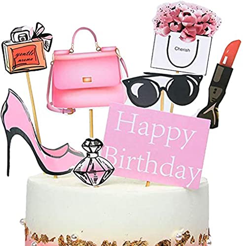 Voloker Lot de 8 décorations pour cupcakes faites à la main - Pour fête d'anniversaire - Pour fille - 18 ans - Pour enterrement de vie de jeune fille Cover