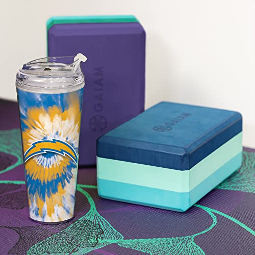 Image of Rico Industries NFL Football Glitter 24oz Acrylic Glitter Tumbler with Hinged Lid, Officially Licensed Double Wall Tumbler with Straw