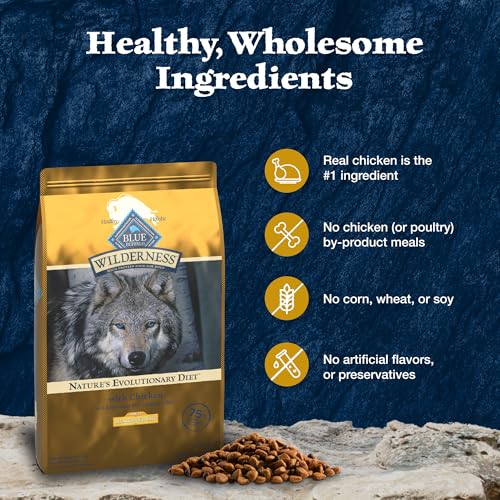 Image of Blue Buffalo Wilderness with Chicken High Protein Healthy Weight Dry Dog Food for Adult Dogs, 30% Protein, Supports Immunity with Antioxidant-Rich LifeSource Bits, 4.5 lbs.