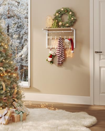 VASAGLE Wandgarderobe, mit Ablage, Wandregal mit 10 abnehmbaren...