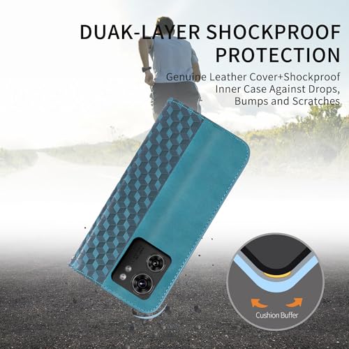 Image of Wallet Case for Motorola Edge 2023 6.6 inch - Moto Edge 2023 Flip Case [Strong Magnetic] PU Leather Folio Case with Card Holder Kickstand Protective Phone Cover - Green