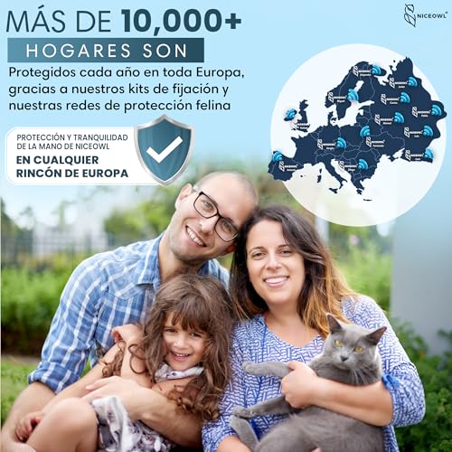 NICEOWL® Red para Gatos Terraza 8x3m Transparente I Juguetes Gratis I Material Resistente a la Intemperie I Visibilidad Optima I Previene Caídas y Accidentes en Balcón, Terraza y Ventanas