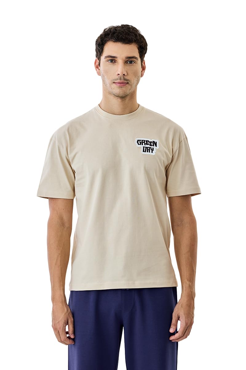 Men T-Shirt | Green Day Graphic Design | Oversized Fit with Drop Shoulder | 100% Cotton Fabric | Breathable & Comfortable Casual Wear | Pullover Closure