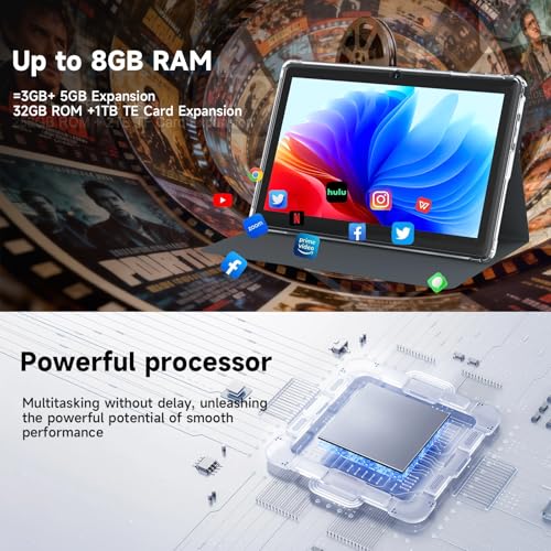 Image of HOTTABLET Tablet 7Inch Android 14.0 with Protective Case, 8GB(3+5GB Expand) RAM+ 32GB ROM, IPS Screen, Dual Camera, Bluetooth 5.0 WiFi Tab (Black)