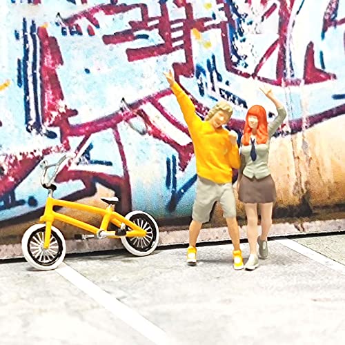 3 Figuras a Escala 1:64 con Bicicleta para Diorama miniatura 4
