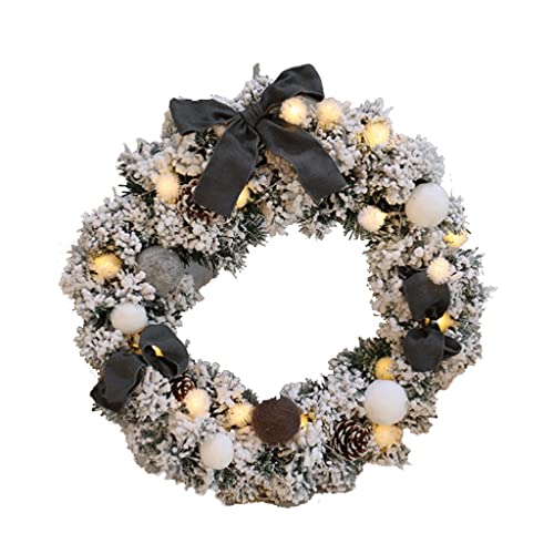 Couronne de Noël pré-éclairée pour sublimer votre porte d'entrée en feutre
