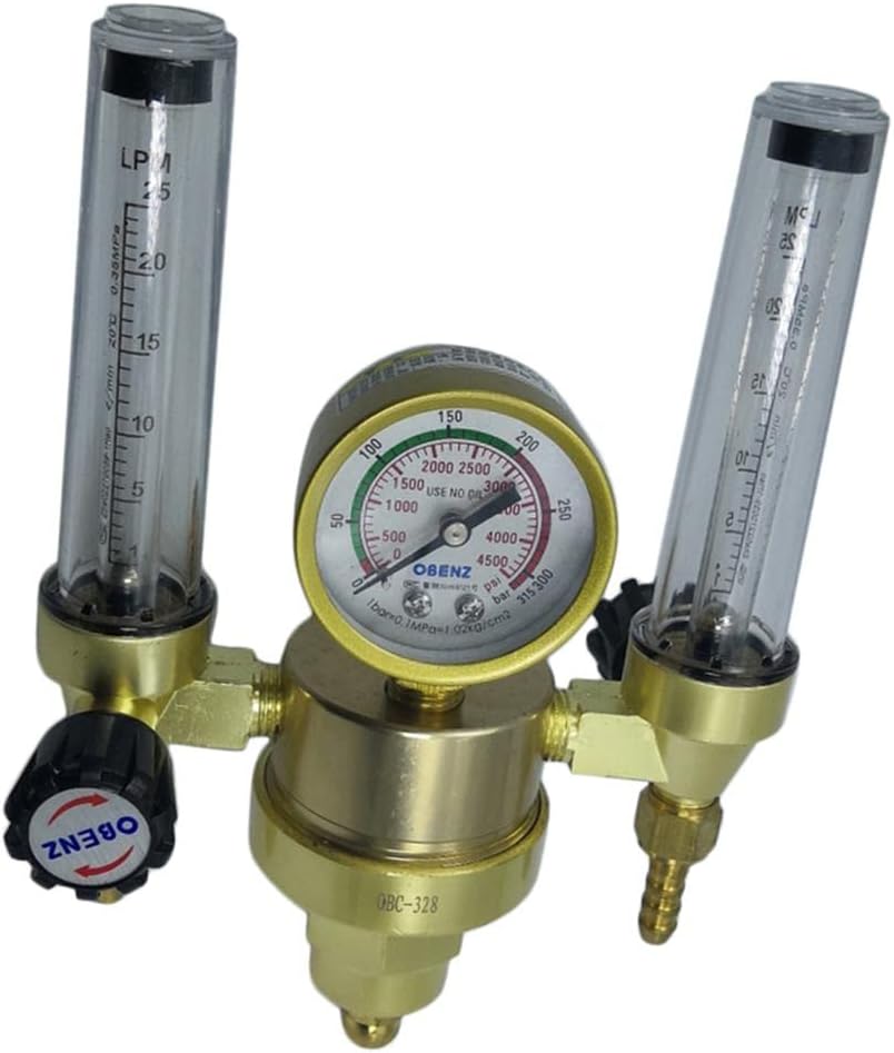 Argon Ar Meter Cylinder TIG Welding Pressure Regulator Valve, Stable Voltage Regulation, Energy Saving, 2 Gauge, Accurate Display,Double Tube Design C for Weld Gas Meter with