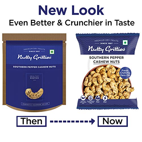 Image of Nutty Gritties Salted Cashews Nuts, Roasted Pepper ((Pack of 6 - Each 48g))