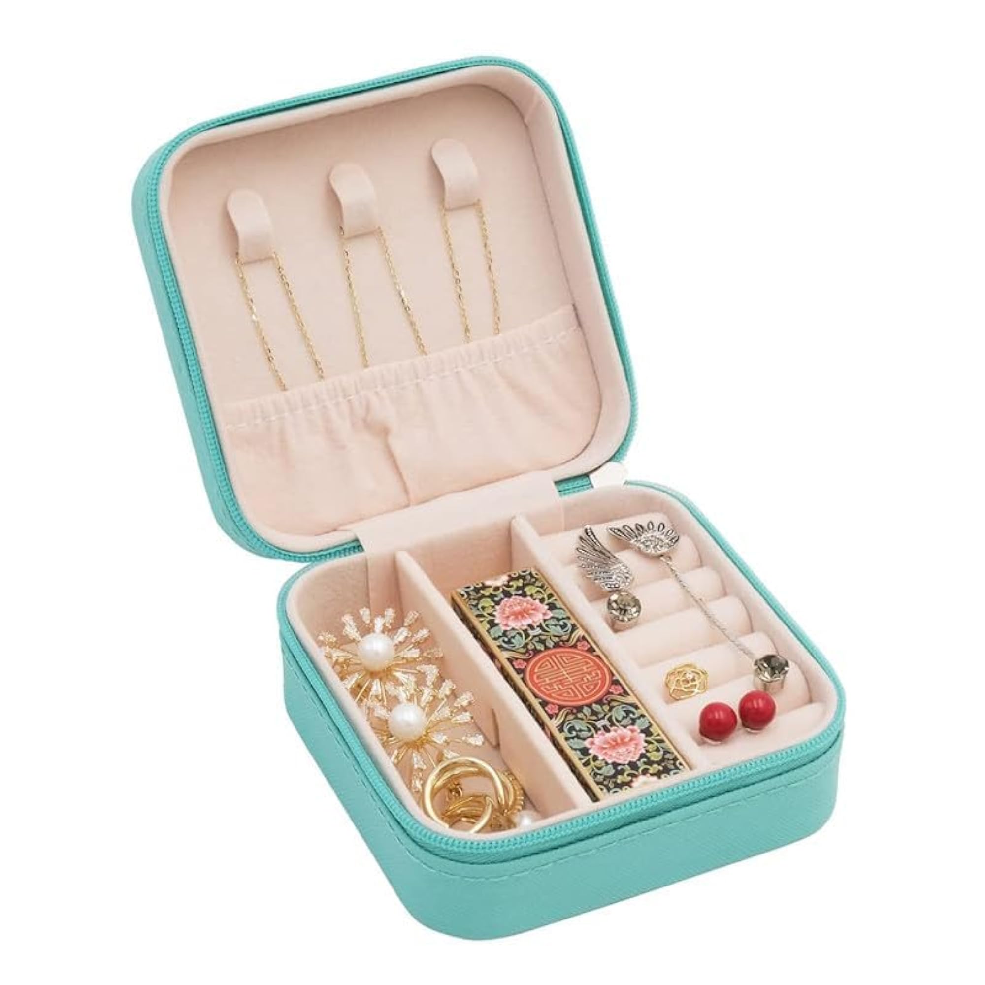 Compact Faux PU Leather Mini Jewelry Organizer Box