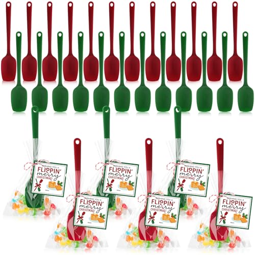 Ferrochef Set of 24 Christmas Silicone Spatulas with Merry Christmas Greeting Cards Red...