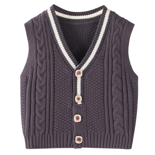 De feuilles - De feuilles Baby Girls Boys V Neck Knitted Sweater Vest Sleeveless Pullover Vest Tank Top Knitwear
