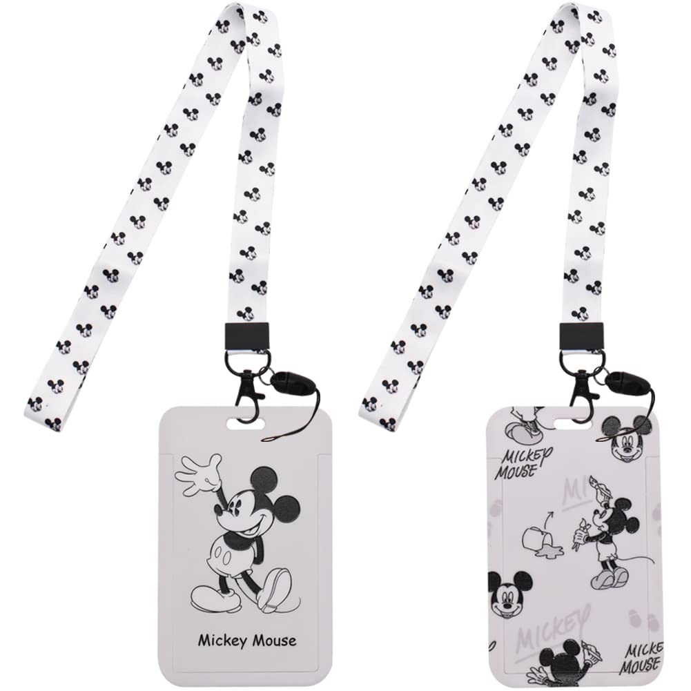 Mickey Lanyard, Hilloly 2 Pcs Minnie Lanyard,Lanyard with Card Holder, Photocard Holder, ID Card Holders Lanyard for Keys (SX3018)