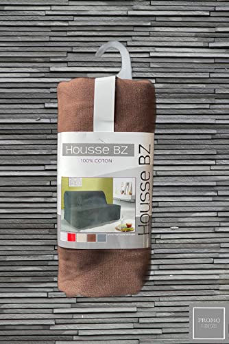 KGS Housse de Clic Clac/BZ - 100% Coton - Chocolat- 140x200cm