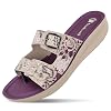 walkaroo slip on sandals for womenlightweight pu wedge sole comfortable sandalwalking shopping travel casual wear sandal wlr74019 plum