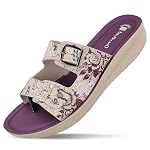 walkaroo slip on sandals for womenlightweight pu wedge sole comfortable sandalwalking shopping travel casual wear sandal wlr74019 plum