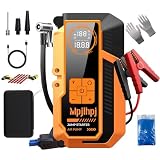 Jump Starter with Air Compressor, 4000A Battery Jumper Starter Portable (8L Gas/6L Diesel) with 150PSI Auto-Shutoff Tire Inflator, 12V Jump Box Car Battery with Lights,Gloves,Car Emergency Kit