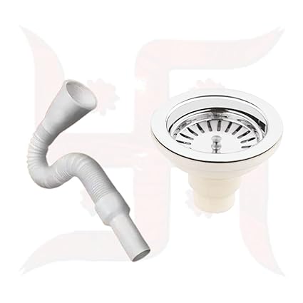 Swastik Plastic Waste Coupling for Sink/Wash Basin with PVC Waste Pipe for Wash Basin/Kitchen Sink, 4 Inch (Silver)
