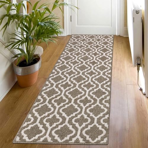 SHACOS Brown Hallway Runner Rug Non Slip 60x180 cm, Washable Hall Runners
