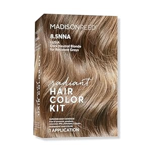 Madison Reed Radiant Hair Color Kit, Dark Neutral Blonde for 100% Gray Coverage of Resistant Gray Hair, Ammonia-Free, 8.5NNA Lusia Dark Blonde, Permanent Hair Dye, Pack of 1