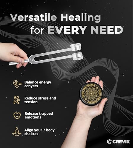 tuning forks for healing set - 128hz 1361hz 256hz 384hz weighted amp unweighted tuning fork kit with hockey puck activator - chakra sound therapy instruments for meditation amp yoga in pouch