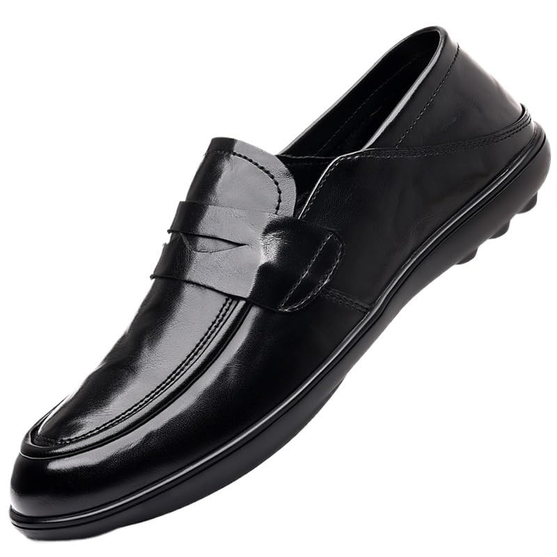 Men's Hands Free Slip On Walking Leather Shoes Loafers for Driving Walking Wedding Outdoor Indoor