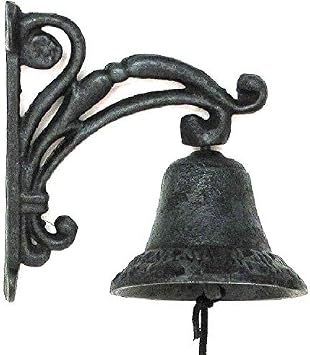 Cast Iron Black & Green Finish Vine Wall Mount Dinner/Breakfast Bell 0170-13620