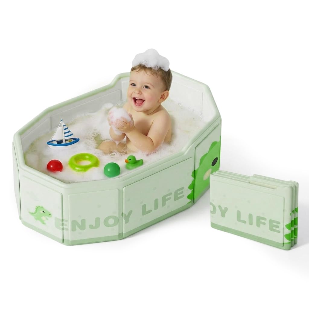 HANNEA® Foldable Baby Bath Tub Collapsible Portable Toddler Bathtub with Non Slip Base Space Saving Design for Home or Travel-image-25