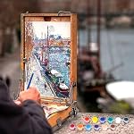 140 Pcs Mini Ensemble de peintures acryliques,12 Couleurs Bandes de peinture acrylique avec 20 Pcs Pinceaux de peinture Artisanat Ensemble de peinture Conteneur Bandes Entreposage pour la peinture artisanat artistique