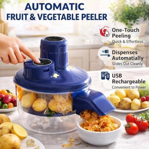 Pelador automático de frutas con un solo botón y batería recargable 7