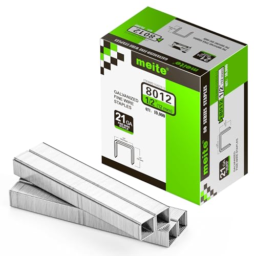 meite Agrafes Type 80/12 mm, Galvanisées Agrafes pour Agrafeuse Tapissier de Type 80, Lot de 10.000 pièces, 12,8 mm Couronne, pour la Tapisserie, la...
