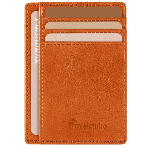 Image of Travelambo Slim Wallet Front Pocket Minimalist Leather RFID Blocking Medium Size