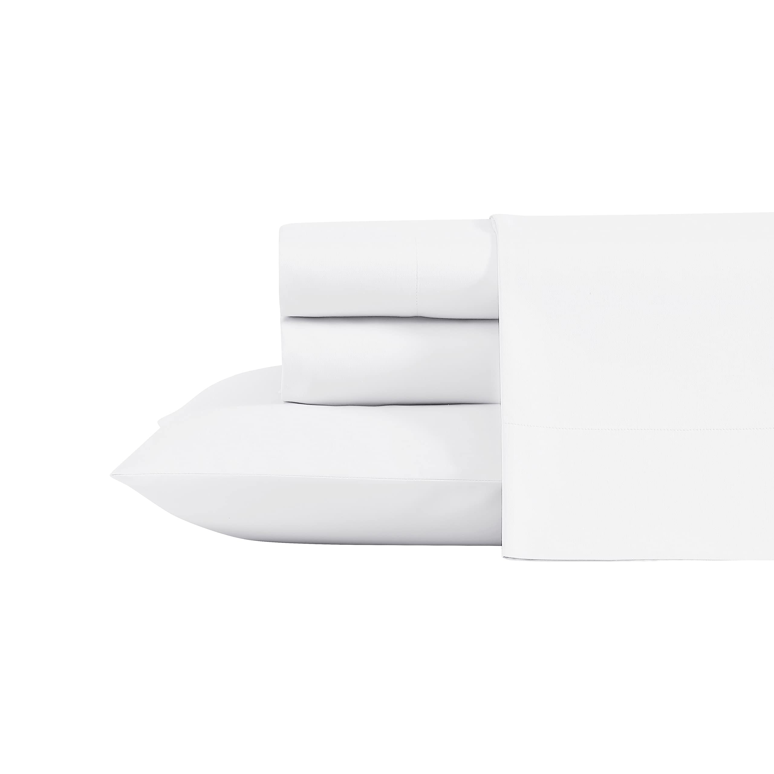 Laura Ashley- Queen Sheet Set, Luxury Sateen Cotton Bedding, 800 Thread Count, Soft & Smooth Home Decor (Solid White, Queen) - Image 2