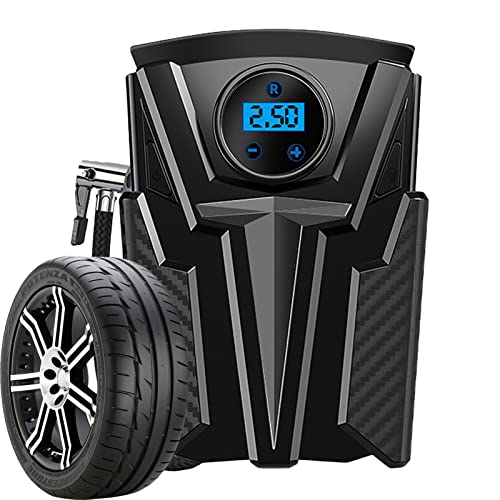 Inflador de neumáticos de coche, compresor de aire, bomba de aire eléctrica inalámbrica para neumáticos de coche, neumáticos de bicicleta, con medidor digital de presión de neumáticos y adaptadores de