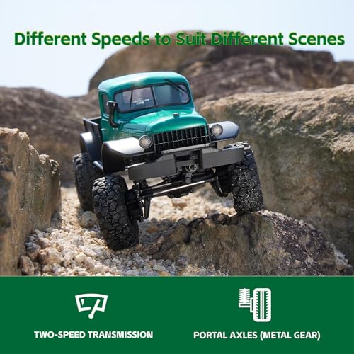 Image of FCX24S FMS 1 /24 Power Wagon S Brushless RC Crawler, Offroad Trucks 4X4 RC Rock Crawler with 2 Speed Switch and LED Lights for Adults (Green)